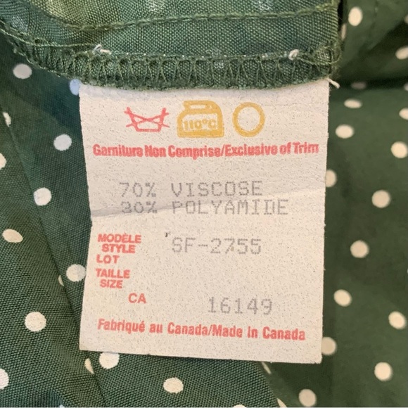 Vintage 90s San Francisco Polka Dot Button Front Drop Waist Midi Dress - Picture 6 of 8